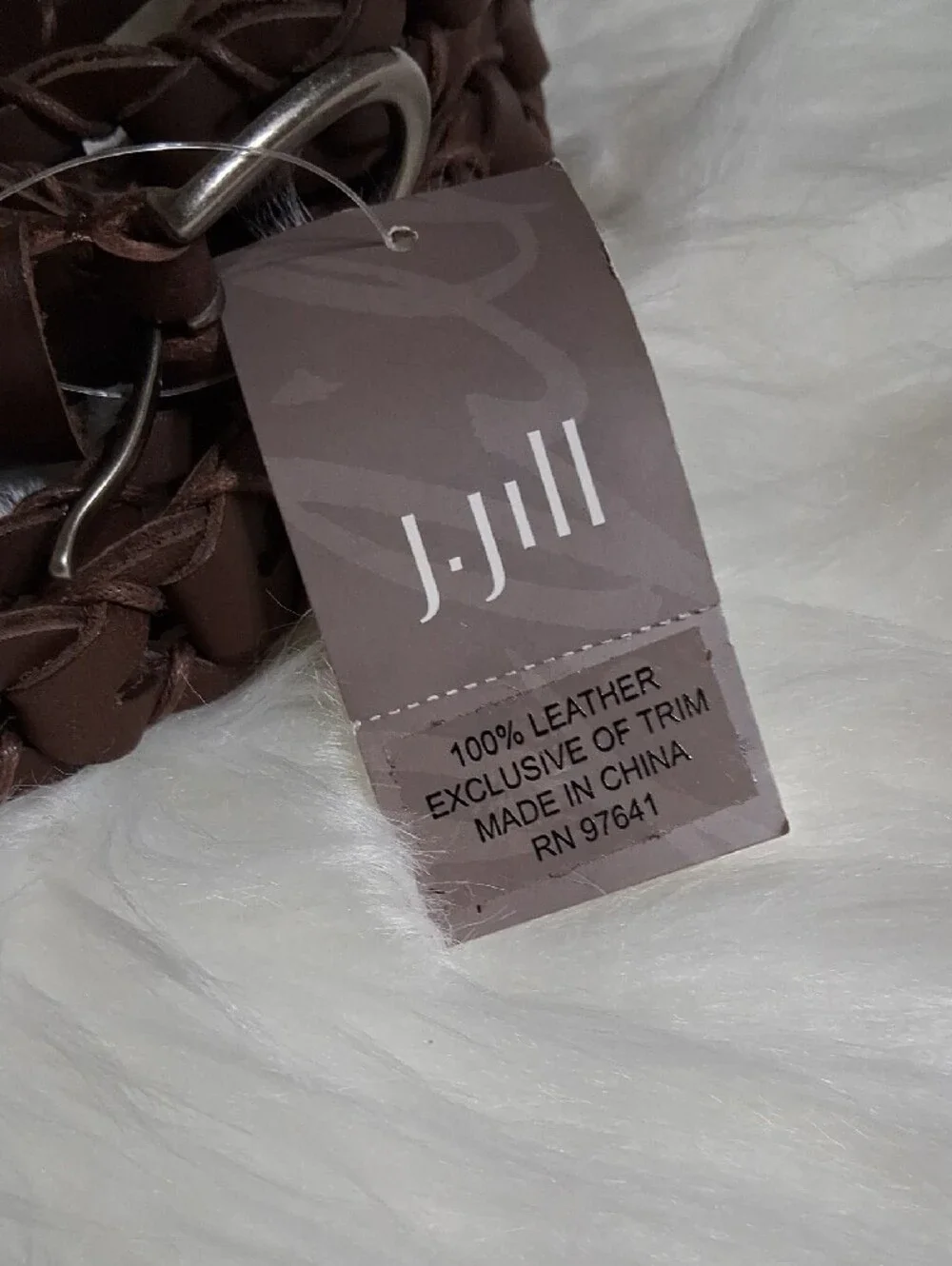 NWT J. Jill Brown Braided 100% Leather Belt L/XL